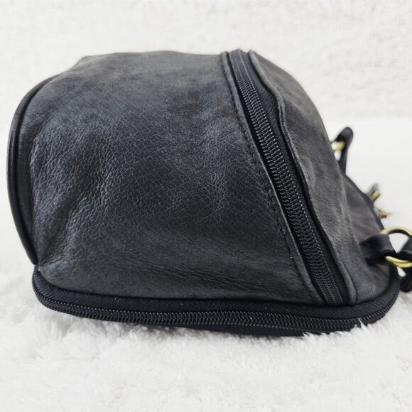 GREAT AMERICAN LEATHERWORKS Black Nubuck Leather Crossbody Organizer Bag - Picture 5 of 14